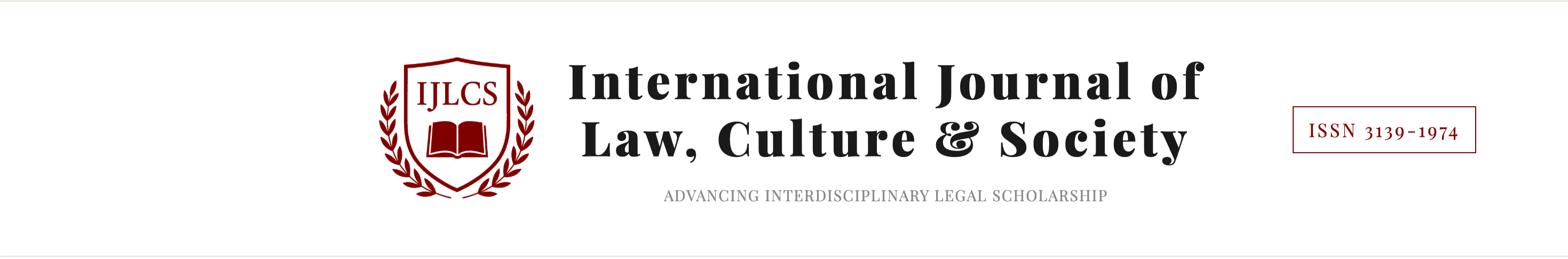 Homepage banner of the International Journal of Law, Culture & Society (IJLCS), representing international legal research, academic excellence, and scholarly publishing.